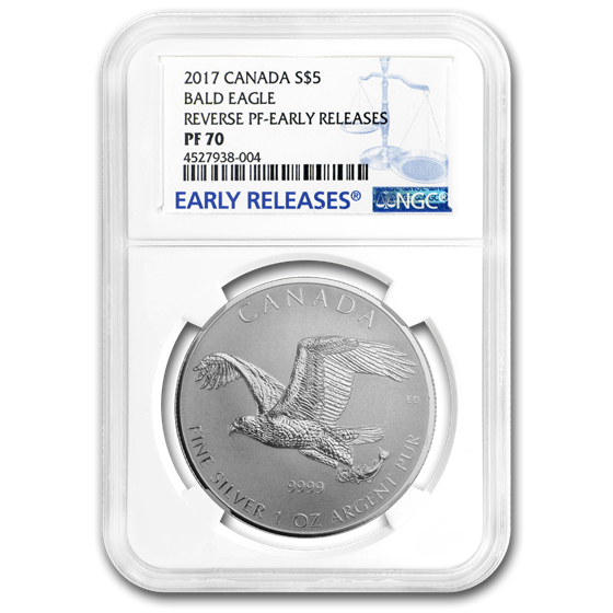 2017 RCM 1 oz Silver Birds of Prey Series Bald Eagle PF-70 NGC ER 2017 RCM 1 oz Silver Birds of Prey Series Bald Eagle PF-70 NGC ER